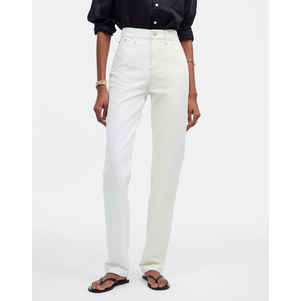 Madewell Size 26 90s Straight Jean Pure White Vintage Canvas Two Tone Denim NWT